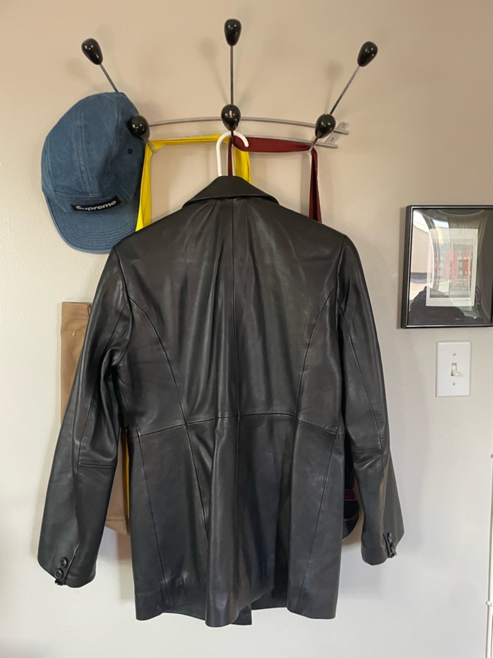 VEDA x Reformation Bowery Leather Blazer - Black L - Picture 5 of 13